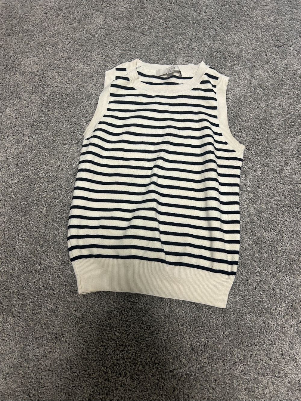 LOF Striped Crewneck Sleeveless Sweater Vest - Cream & Black
